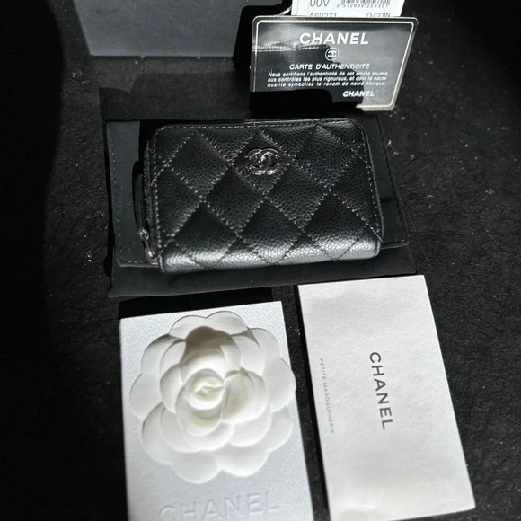 Authentic Chanel Zippy Coin Purse Wallet Caviar SHW Zipped Card Holder Wallet CC - Picture 4 of 11